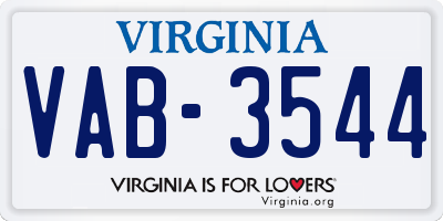 VA license plate VAB3544