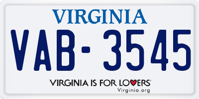 VA license plate VAB3545