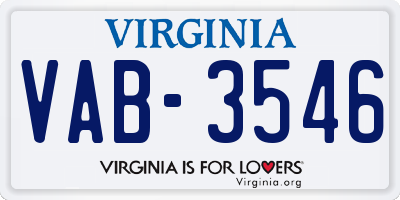 VA license plate VAB3546