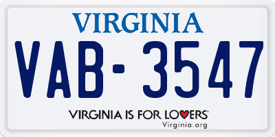 VA license plate VAB3547