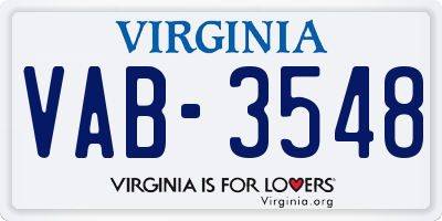 VA license plate VAB3548