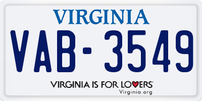 VA license plate VAB3549