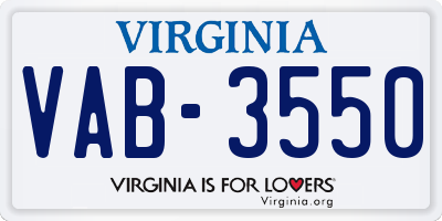 VA license plate VAB3550