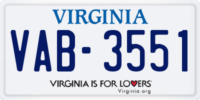 VA license plate VAB3551
