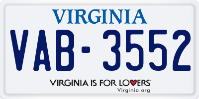 VA license plate VAB3552