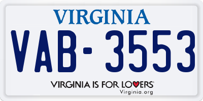 VA license plate VAB3553