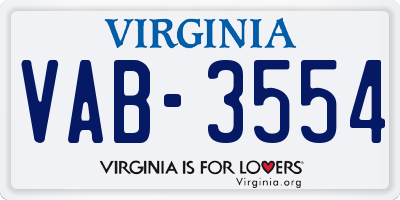 VA license plate VAB3554