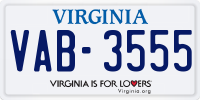 VA license plate VAB3555