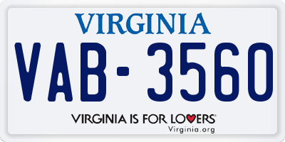 VA license plate VAB3560