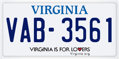 VA license plate VAB3561