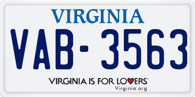 VA license plate VAB3563