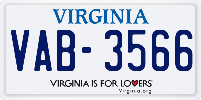 VA license plate VAB3566