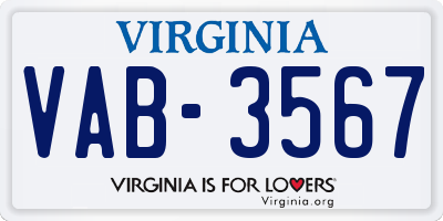 VA license plate VAB3567