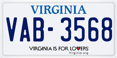 VA license plate VAB3568