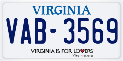 VA license plate VAB3569