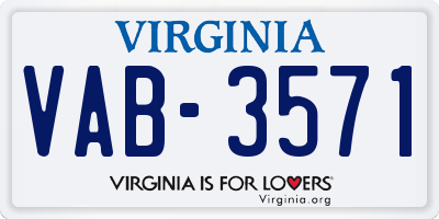 VA license plate VAB3571