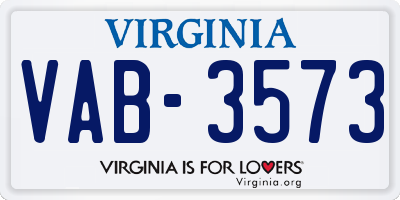 VA license plate VAB3573