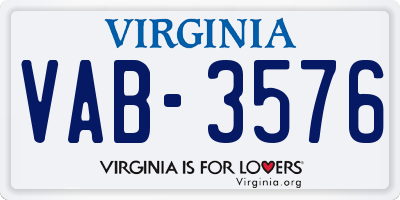 VA license plate VAB3576
