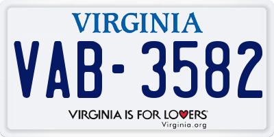 VA license plate VAB3582