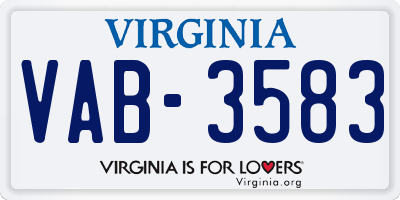 VA license plate VAB3583