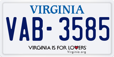 VA license plate VAB3585