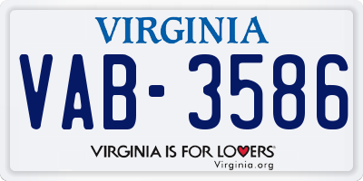 VA license plate VAB3586