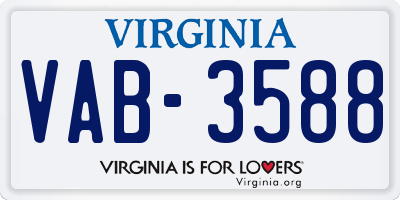 VA license plate VAB3588