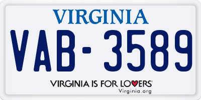 VA license plate VAB3589