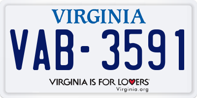 VA license plate VAB3591