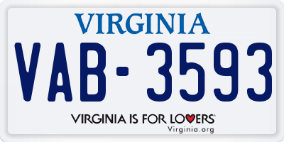 VA license plate VAB3593