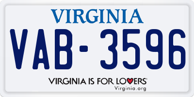VA license plate VAB3596