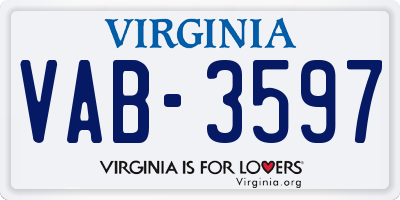 VA license plate VAB3597