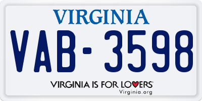 VA license plate VAB3598