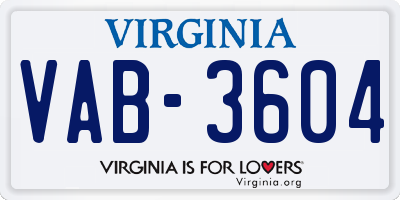 VA license plate VAB3604