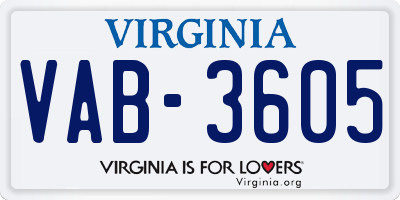 VA license plate VAB3605