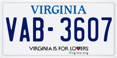 VA license plate VAB3607