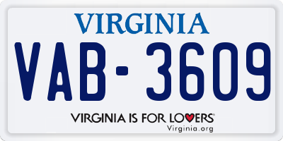 VA license plate VAB3609