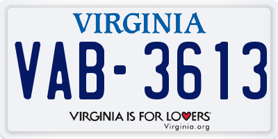 VA license plate VAB3613