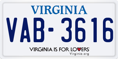 VA license plate VAB3616