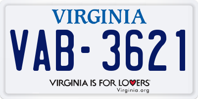 VA license plate VAB3621