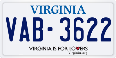 VA license plate VAB3622
