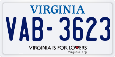 VA license plate VAB3623