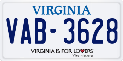 VA license plate VAB3628