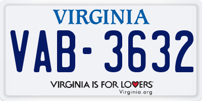 VA license plate VAB3632