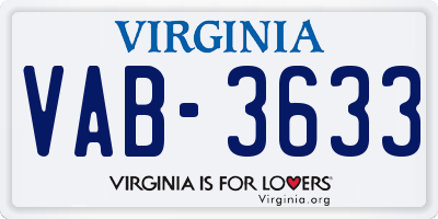 VA license plate VAB3633