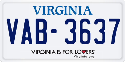 VA license plate VAB3637