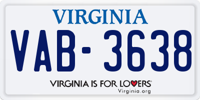 VA license plate VAB3638