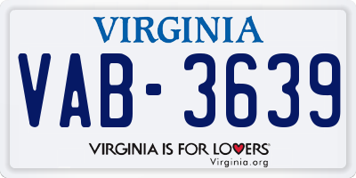 VA license plate VAB3639