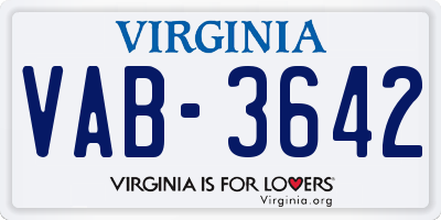 VA license plate VAB3642