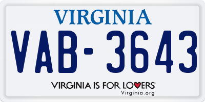 VA license plate VAB3643